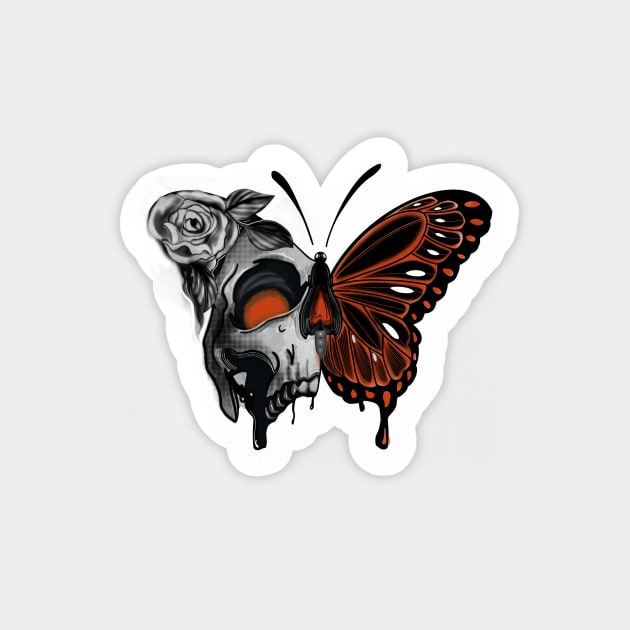 Butterfly with skull and weed Sticker by iyhul monsta